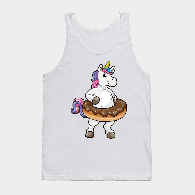 Happy unicorn in a chocolate donat Tank Top by Markus Schnabel